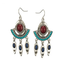 Turquoise Earring Zinc Alloy with Glass Seed Beads brass earring hook antique silver color plated for woman nickel lead & cadmium free Sold By Pair
