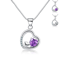 925 Sterling Silver Pendant with Crystal Heart platinum plated faceted & with rhinestone Approx 4-10mm Sold By Lot