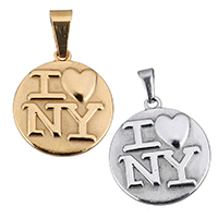 Stainless Steel Pendants Flat Round plated with letter pattern Approx Sold By PC