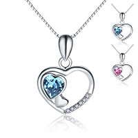 Cubic Zirconia Micro Pave 925 Sterling Silver Pendant with Crystal Heart platinum plated micro pave cubic zirconia & faceted Approx 4-10mm Sold By Lot