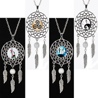 Zinc Alloy Pendants with Glass Dream Catcher antique silver color plated time gem jewelry lead & cadmium free Approx 3-5mm Sold By PC