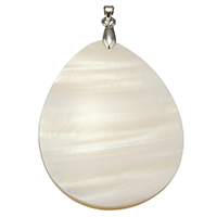 Natural White Shell Pendants with brass bail Teardrop platinum color plated Approx Sold By PC