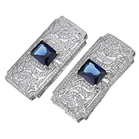 Brass Jewelry Connector platinum plated multihole & micro pave cubic zirconia Approx Sold By Lot