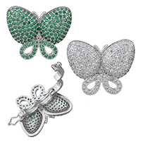 Brass Necklace Shortener Butterfly platinum plated micro pave cubic zirconia Approx Sold By Lot