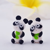 Polymer Clay Earring with Zinc Alloy stainless steel post pin Panda for woman Sold By Pair