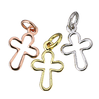 Brass Cross Pendants plated micro pave cubic zirconia & hollow Approx 3mm Sold By Lot