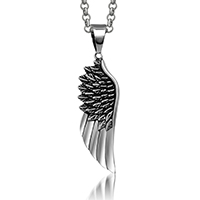 Unisex Necklace Stainless Steel Wing Shape & rolo chain & blacken Sold Per Approx 20 Inch Strand