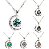 Unisex Necklace Zinc Alloy with Paper & Glass Moon plated twist oval chain Sold Per Approx 18 Inch Strand