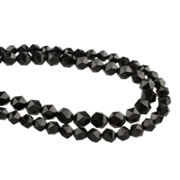 Natürliche schwarze Achat Perlen, Turmalin, facettierte, schwarz, verkauft per ca. 15.5 ZollInch Strang