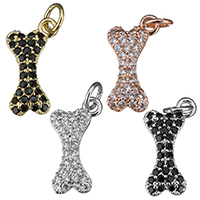 Cubic Zirconia Micro Pave Brass Pendant Dog Bone plated micro pave cubic zirconia Approx 2mm Sold By Lot