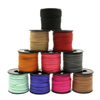 Uld Cord, Velveteen Cord, blandede farver, 2.7x1mm, 25m/Spool, Solgt af Spool