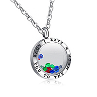 Floating Charms Pendant 316 Stainless Steel with Glass & Rhinestone word I love you to the moon and back enamel original color 25mm Approx 3-5mm Sold By PC