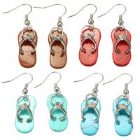 Natural Gemstone Earrings with Brass Shoes silver color plated & for woman 42mm Sold By Pair