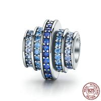 Thailand Sterling Silver European Bead micro pave cubic zirconia & without troll Approx 4.5mm Sold By PC
