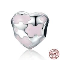 Thailand Sterling Silver European Bead Heart without troll & enamel Approx 4.5mm Sold By PC