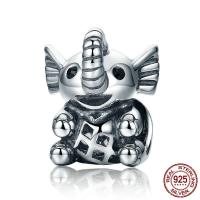 Thailand Sterling Silver European Bead Elephant micro pave cubic zirconia & without troll & hollow Approx 4.5mm Sold By PC