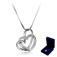 Cubic Zirconia Micro Pave 925 Sterling Silver Pendant Heart platinum plated rope chain & micro pave cubic zirconia Approx 4-10mm Sold Per Approx 18 Inch Strand