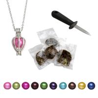 Akoya Cultured Pearls Oyster Knife & Wish Pearl Oyster & necklace Round mixed colors 7-8mm Approx 19.5 Inch Sold By Lot One pearl oyster with one pearl