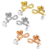 Crystal Earrings Stainless Steel with Crystal Infinity plated for woman 14mm 6mm Sold By Pair