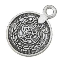 Zinc Alloy Flat Round Pendants antique silver color plated nickel lead & cadmium free Approx 2.5mm Sold By Lot