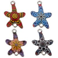 Animal Zinc Alloy Connector Starfish silver color plated & enamel & 1/1 loop nickel lead & cadmium free Approx 2mm Sold By Lot