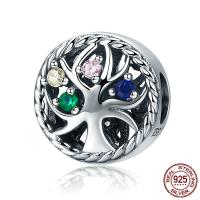 Thailand Sterling Silver European Bead Tree & micro pave cubic zirconia & without troll Approx 4.5mm Sold By PC