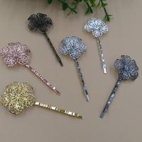 Hair Clip Findings Brass with Iron Flower plated nickel lead & cadmium free 25mm Sold By Bag
