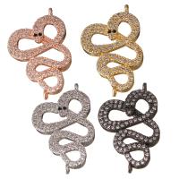 Cubic Zirconia Micro Pave Brass Connector Snake plated micro pave cubic zirconia & 1/1 loop Approx 1mm Sold By Lot