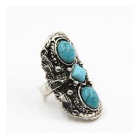 Turquoise Finger Ring Zinc Alloy antique silver color plated for woman & faceted US Ring .5 Sold By PC