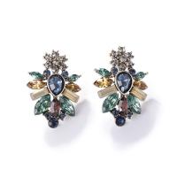 Crystal Earrings Zinc Alloy with Crystal antique gold color plated for woman & with cubic zirconia & faceted nickel lead & cadmium free 31mm Sold By Pair
