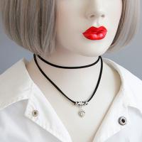 Layered Choker Velveteen Cord with Zinc Alloy with 2inch extender chain plated & adjustable & for woman &  nickel lead & cadmium free 25mm Sold Per Approx 11 Inch Strand