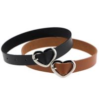Fashion Choker Necklace PU Leather with Zinc Alloy Heart platinum color plated for woman nickel lead & cadmium free 20mm Sold Per Approx 16 Inch Strand
