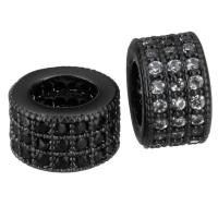 Brass Large Hole Bead Wheel plumbum black color plated micro pave cubic zirconia Approx 4mm Sold By Lot