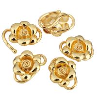 Brass S Shape Clasp, Flower, real gold plated, 12.50x16x6mm, Hole:Approx 4x8.5mm, 20PCs/Lot, Sold By Lot