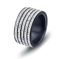 Strass vinger Ring, Titanium Staal, plated, verschillende grootte voor keus & voor vrouw & met strass, meer kleuren voor de keuze, 12mm, Verkocht door PC
