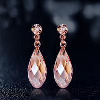 Crystal Earrings Zinc Alloy with Crystal Teardrop real gold plated for woman & with rhinestone Sold By Pair