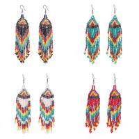 Zinc Alloy Drop Earrings Glass Seed Beads with Zinc Alloy iron earring hook for woman Sold By Pair
