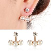 Zinc Alloy Split Earring with ABS Plastic Pearl stainless steel post pin plated detachable & for woman & with rhinestone lead & cadmium free 10-20mm Sold By Pair