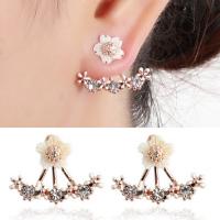 Zinc Alloy Split Earring with Freshwater Shell stainless steel post pin plated detachable & for woman & with rhinestone lead & cadmium free Sold By Pair