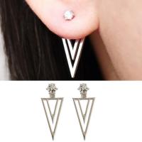 Zinc Alloy Split Earring stainless steel post pin Triangle plated detachable & for woman & with rhinestone lead & cadmium free 10-20mm Sold By Pair