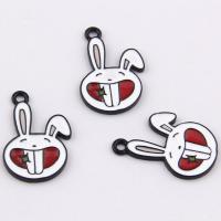 Zinc Alloy Animal Pendants Rabbit plated with painted & enamel lead & cadmium free Approx 1.5mm Sold By Bag