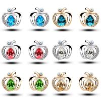 Kristallen oorbellen, Zinc Alloy, met Kristal, Appel, plated, voor vrouw & met strass, meer kleuren voor de keuze, 18x14mm, Verkocht door pair