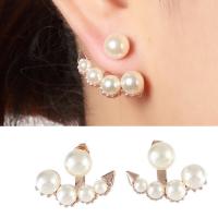 Zinc Alloy Split Earring with ABS Plastic Pearl stainless steel post pin plated detachable & for woman lead & cadmium free 10-20mm Sold By Pair