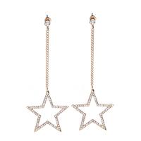 Zinc Alloy Drop Earrings stainless steel post pin Star plated for woman & with rhinestone lead & cadmium free 80mm Sold By Pair