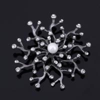 Plastic Pearl Brooch Zinc Alloy with ABS Plastic Pearl antique silver color plated for woman & with rhinestone lead & cadmium free Sold By PC