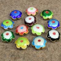 Cloisonne Pärlor, Blomma, handgjord, ihålig, fler färger för val, 12x12mm, Hål:Ca 1.5mm, 10PC/Bag, Säljs av Bag