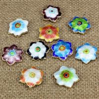 Cloisonne Pärlor, Blomma, handgjord, fler färger för val, 15mm, Hål:Ca 1.5mm, 10PC/Bag, Säljs av Bag