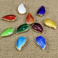 Cloisonne Pärlor, Leaf, handgjord, fler färger för val, 18x10mm, Hål:Ca 1.5mm, 10PC/Bag, Säljs av Bag
