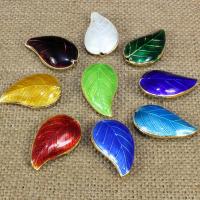 Cloisonne Pärlor, Leaf, handgjord, fler färger för val, 27x15mm, Hål:Ca 1.5mm, 10PC/Bag, Säljs av Bag