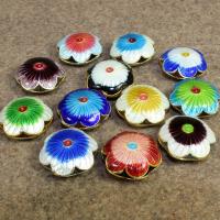 Cloisonne Pärlor, Blomma, handgjord, ihålig, fler färger för val, 19x19mm, Hål:Ca 2mm, 10PC/Bag, Säljs av Bag